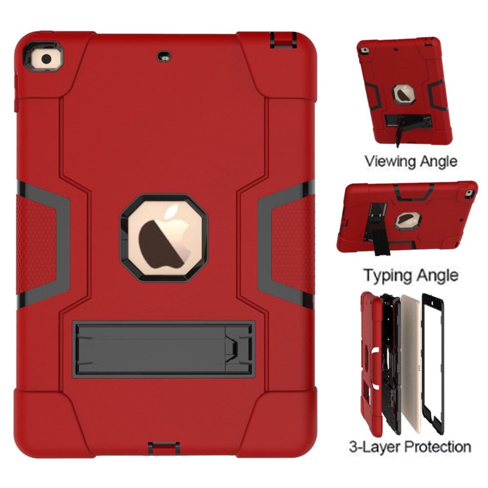TPU Prova Di Scossa + Tablet PC Combinato Coprire Con Cavalletto Per Apple IPad 10,2 (2019) - Rosso Nero-6
