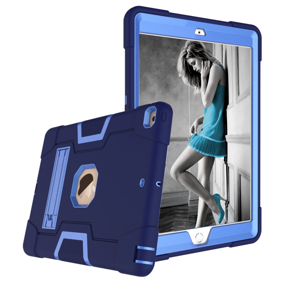 Coperchio Tablet TPU Apertprint Anti-fingerprint di Shock Con Cavalletto Per Cavalletto Per Ipad 10.2 (2021)/(2020)/(2019) - Blu Scuro/blu Baby-3