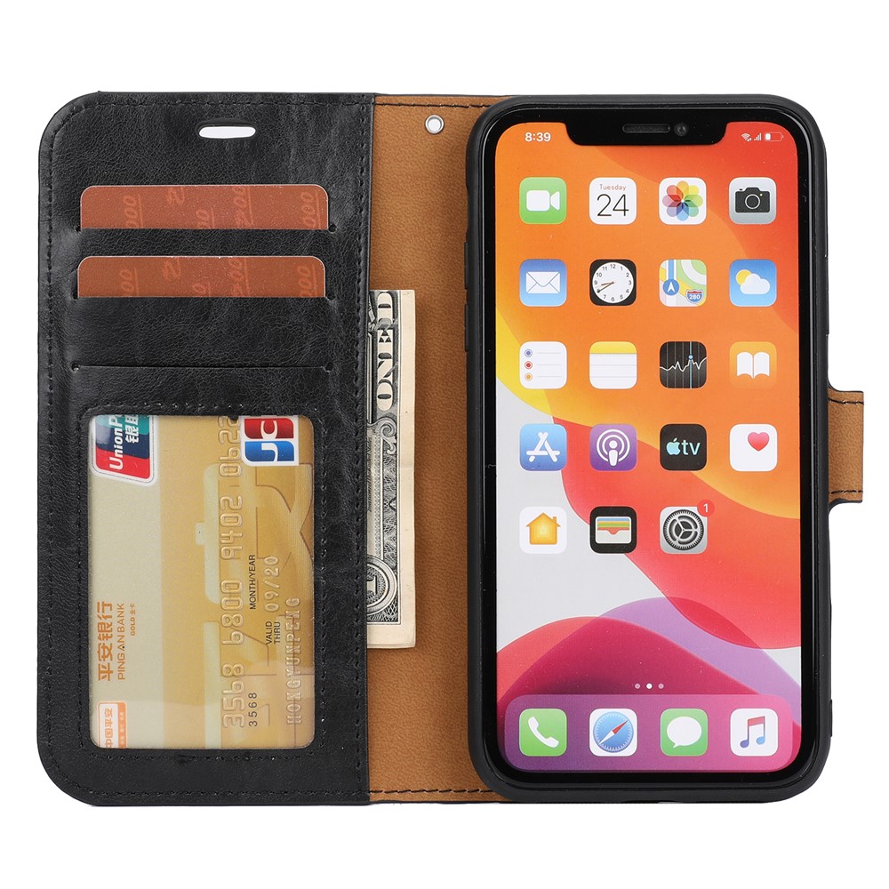 Crazy Horse Skin Leather Cover for iPhone 11 6.1 inch - Black-7