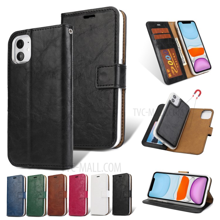 Crazy Horse Skin Leather Cover for iPhone 11 6.1 inch - Black-9