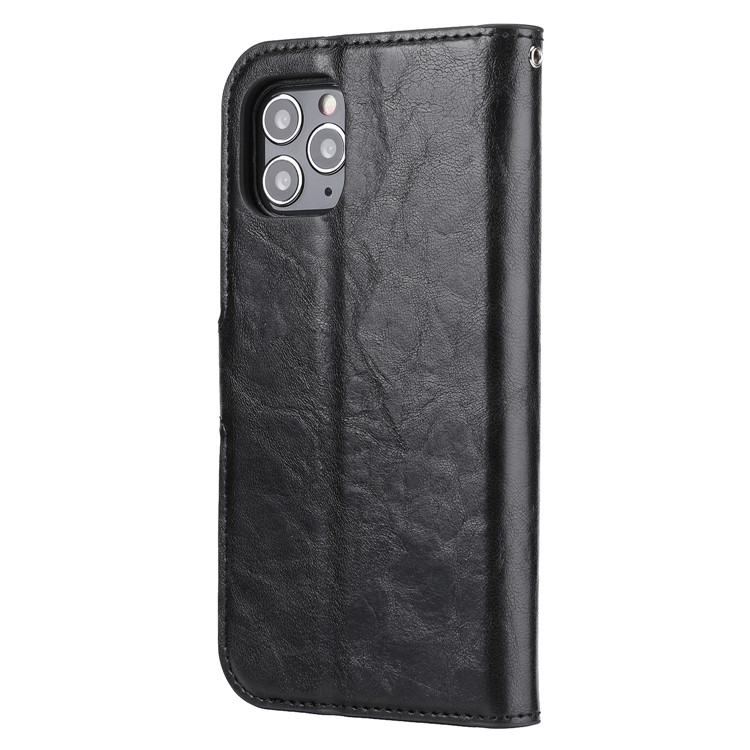 Crazy Horse Skin Copertura in Pelle Unica Con Cinturino da Polso Per Iphone 11 Pro 5,8 Pollici - Nero