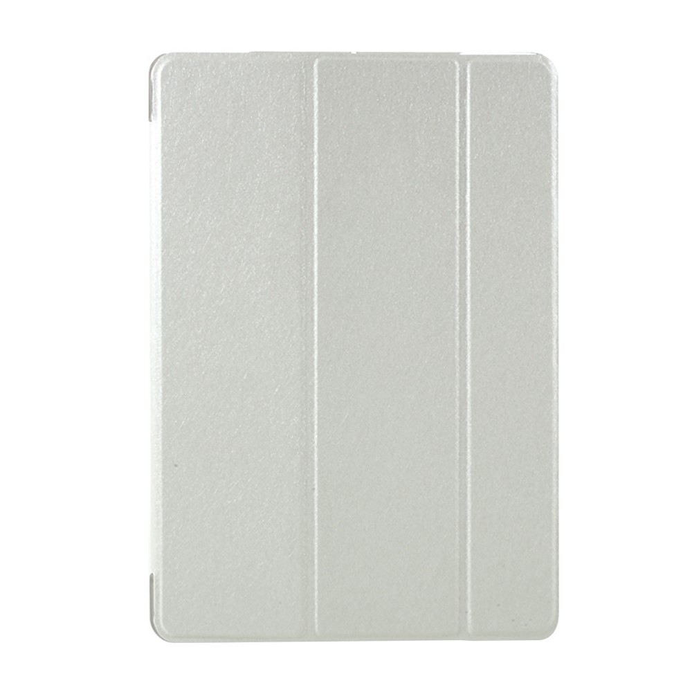 Slim Case for iPad 10.2 (2021)/(2020)/(2019) PU Leather Shockproof Tablet Cover Tri-fold Stand Protector with Silk Texture Auto Sleep/Wake Function - White