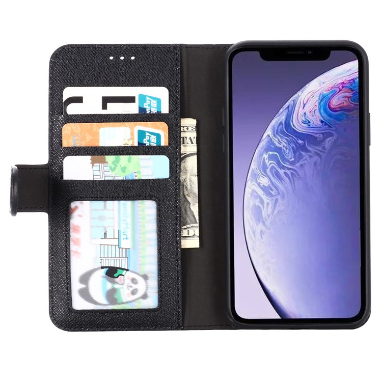 GEBEI Yaqi Series Genuine Leather Flip Wallet Phone Cover for iPhone 11 6.1 inch (2019) - Black-3