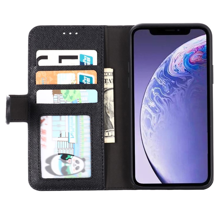 GEBEI Yaqi Series Genuine Leather Flip Wallet Phone Cover for iPhone 11 6.1 inch (2019) - Black-3