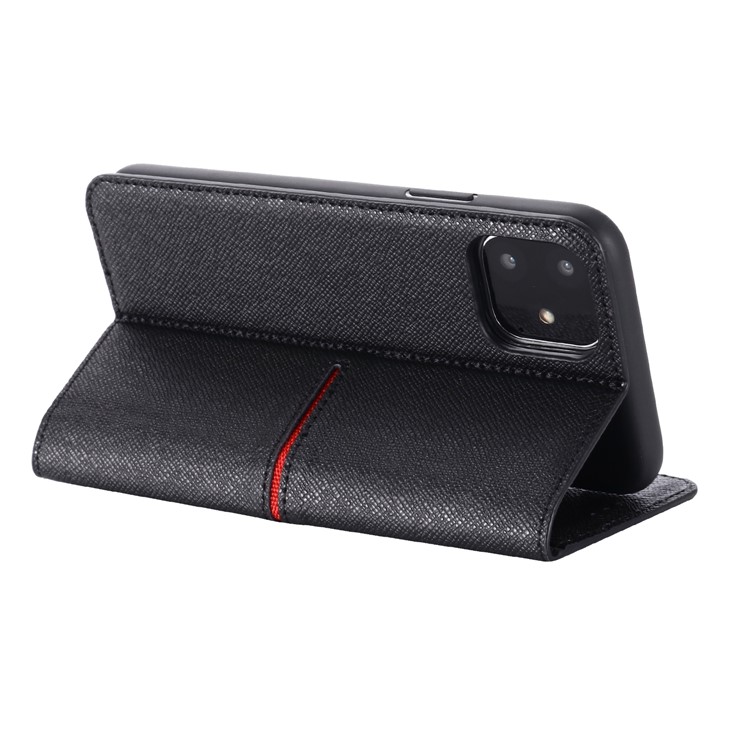 GEBEI Yaqi Series Genuine Leather Flip Wallet Phone Cover for iPhone 11 6.1 inch (2019) - Black-4