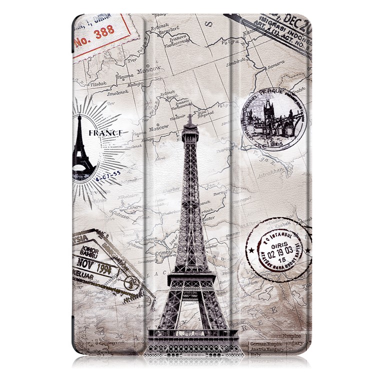 Patterned Printing Leather Tri-fold Stand Smart Tablet Casing with Pen Slot for Apple iPad 10.2 (2019) - Tower-2