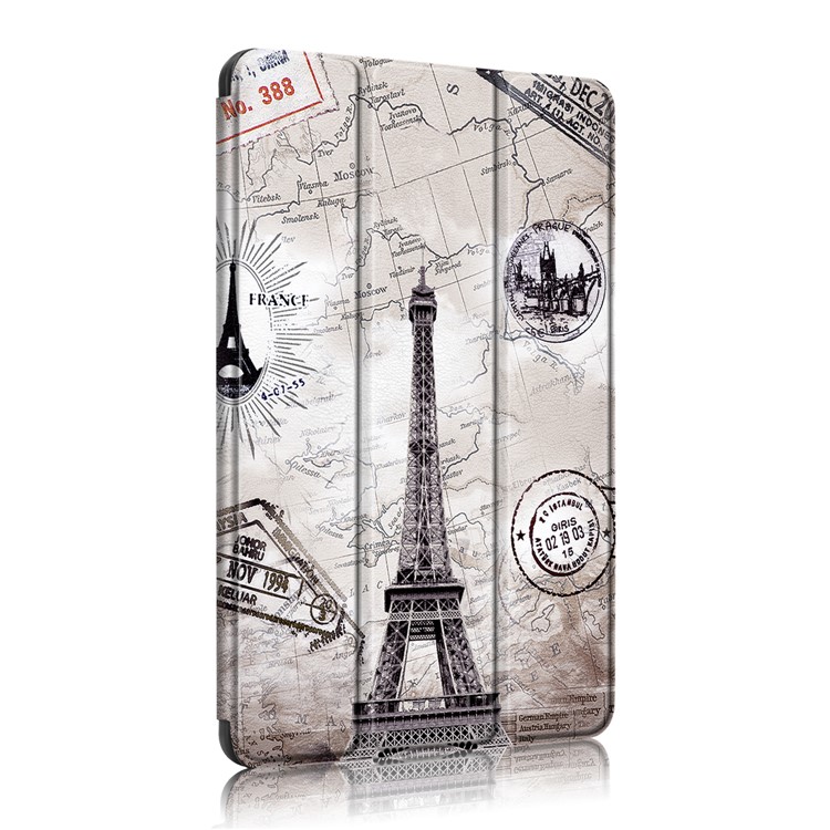 Patterned Printing Leather Tri-fold Stand Smart Tablet Casing with Pen Slot for Apple iPad 10.2 (2019) - Tower-4