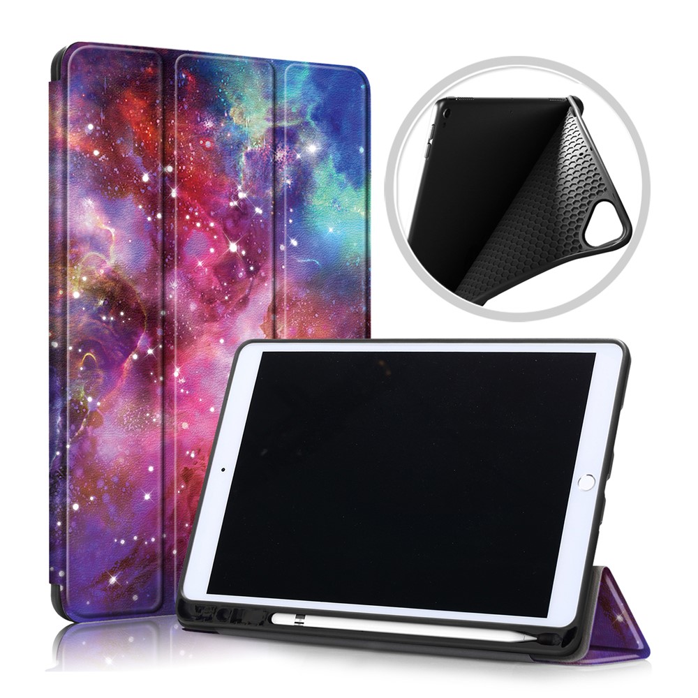 Patterned Printing Leather Tri-fold Stand Smart Tablet Casing with Pen Slot for Apple iPad 10.2 (2021)/(2020)/(2019) - Multiple Colors
