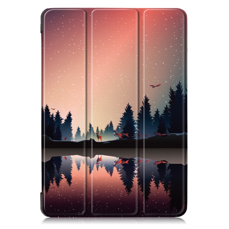 Pattern Printing PU Leather Tri-fold Stand Tablet Shell for Apple iPad 10.2 (2019) - Tree and Reflection-2