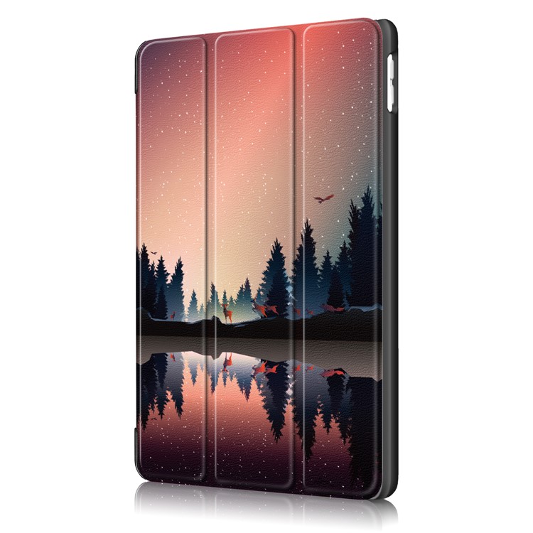 Pattern Printing PU Leather Tri-fold Stand Tablet Shell for Apple iPad 10.2 (2019) - Tree and Reflection-4