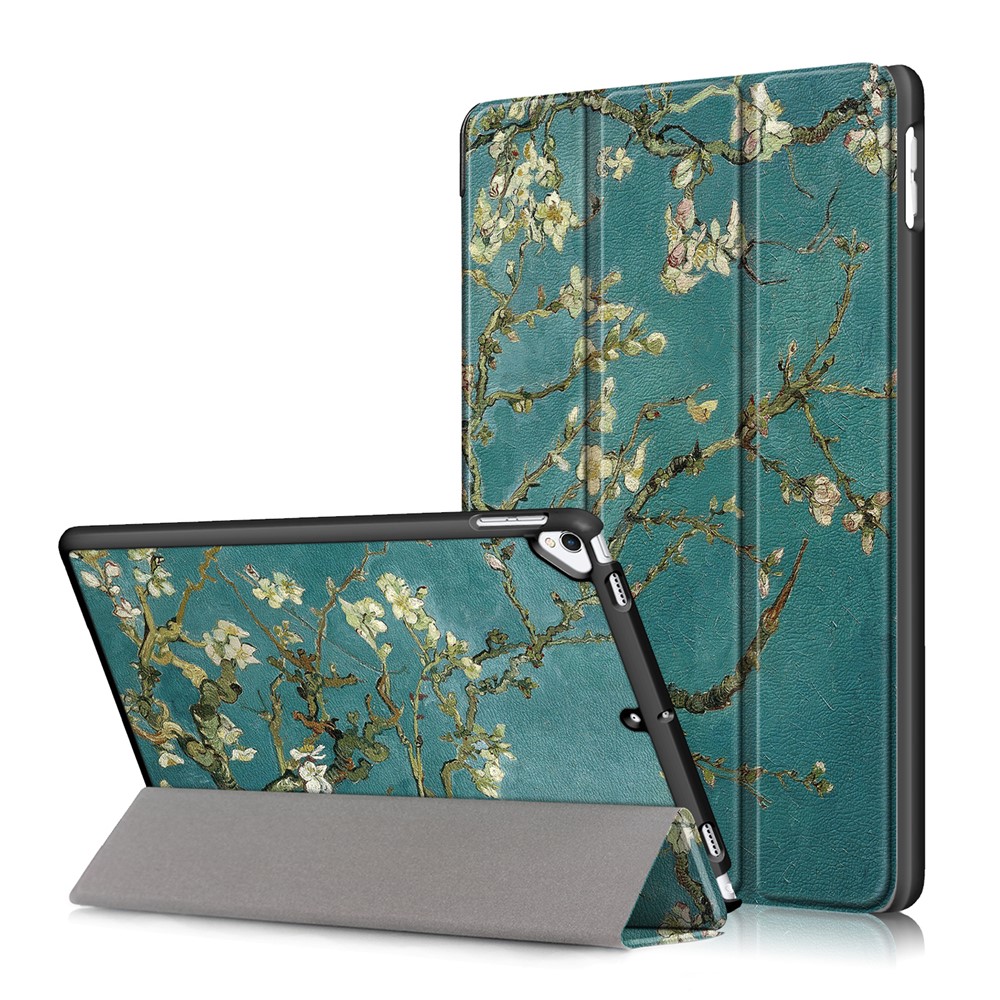 Pattern Printing PU Leather Smart Auto-Wake/Sleep Tri-fold Stand Tablet Shell for iPad 10.2 (2021)/(2020)/(2019) - Peach Blossom
