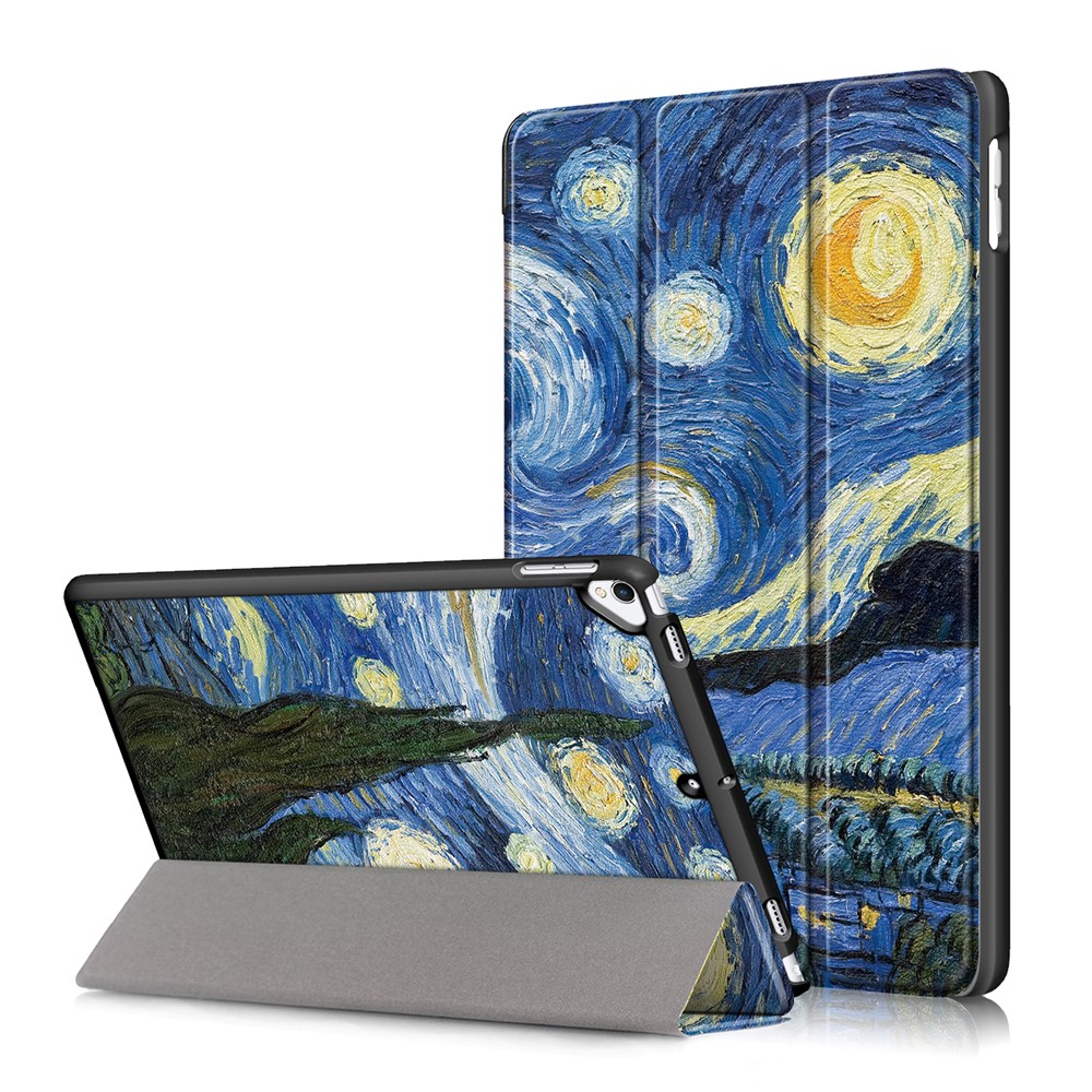 Pattern Printing PU Leather Smart Auto-Wake/Sleep Tri-fold Stand Tablet Shell for iPad 10.2 (2021)/(2020)/(2019) - Painting Pattern
