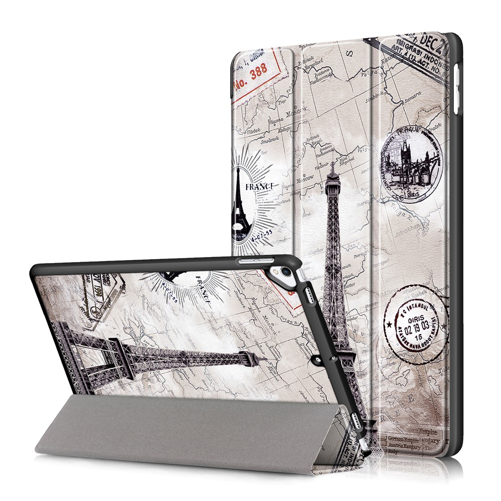Pattern Printing PU Leather Smart Auto-Wake/Sleep Tri-fold Stand Tablet Shell for iPad 10.2 (2021)/(2020)/(2019) - Eiffel Tower