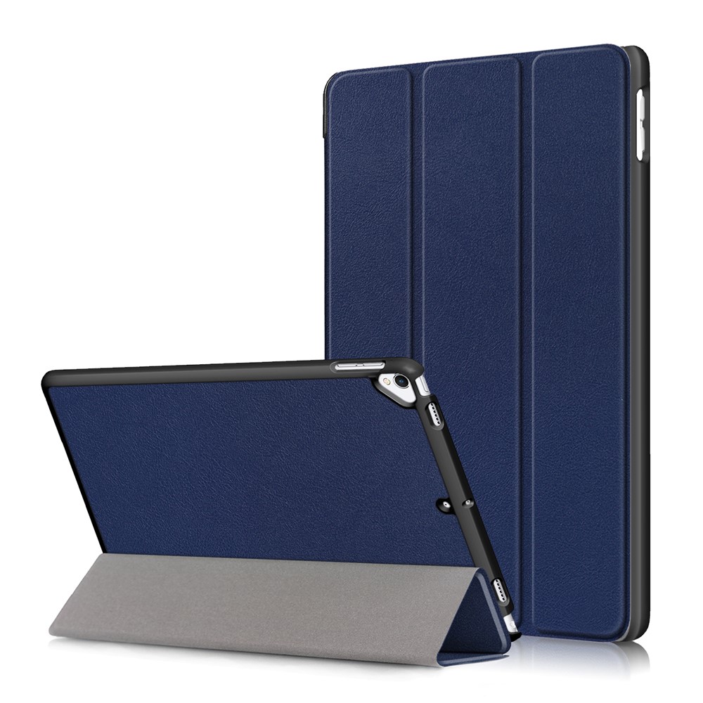 For iPad 10.2 (2021)/(2020)/(2019) Tri-fold Stand Leather Protective Tablet Cover Case - Dark Blue