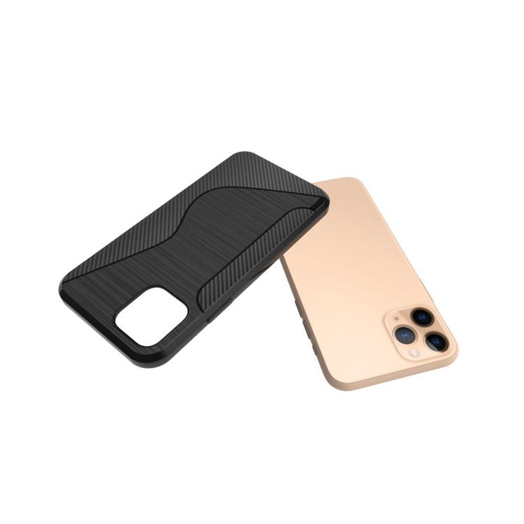 S-shape Carbon Fiber Brushed TPU Phone Case for Apple iPhone 11 Pro 5.8 inch-3