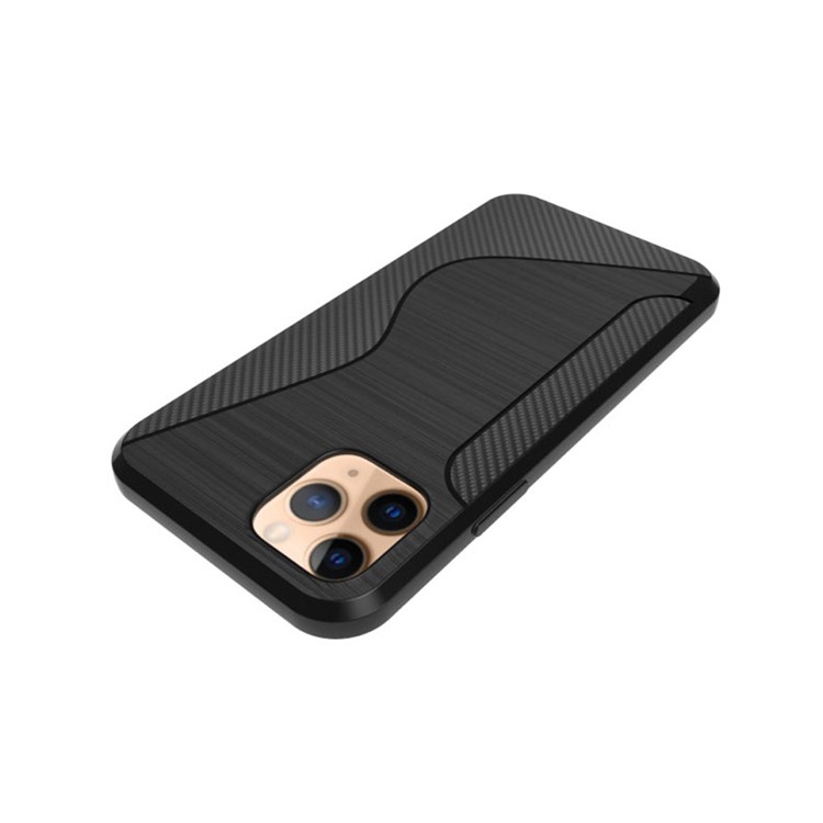 S-shape Carbon Fiber Brushed TPU Phone Case for Apple iPhone 11 Pro 5.8 inch-4