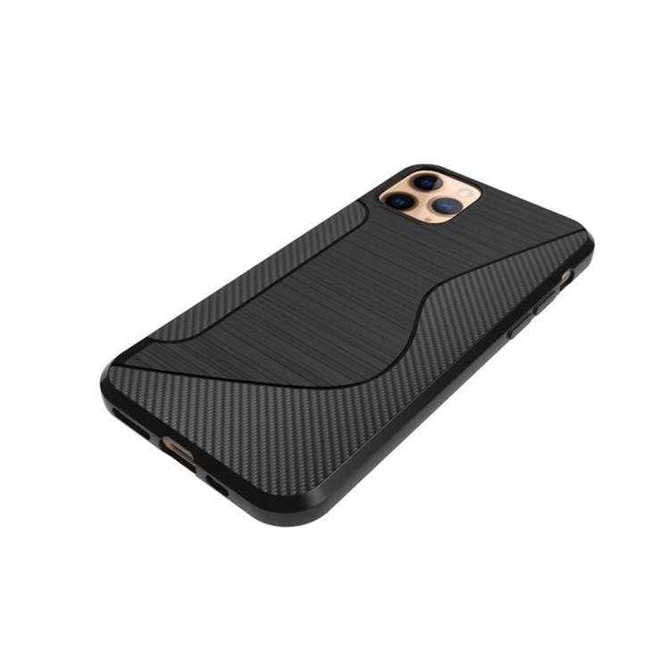 S-shape Carbon Fiber Brushed TPU Phone Case for Apple iPhone 11 Pro 5.8 inch-5