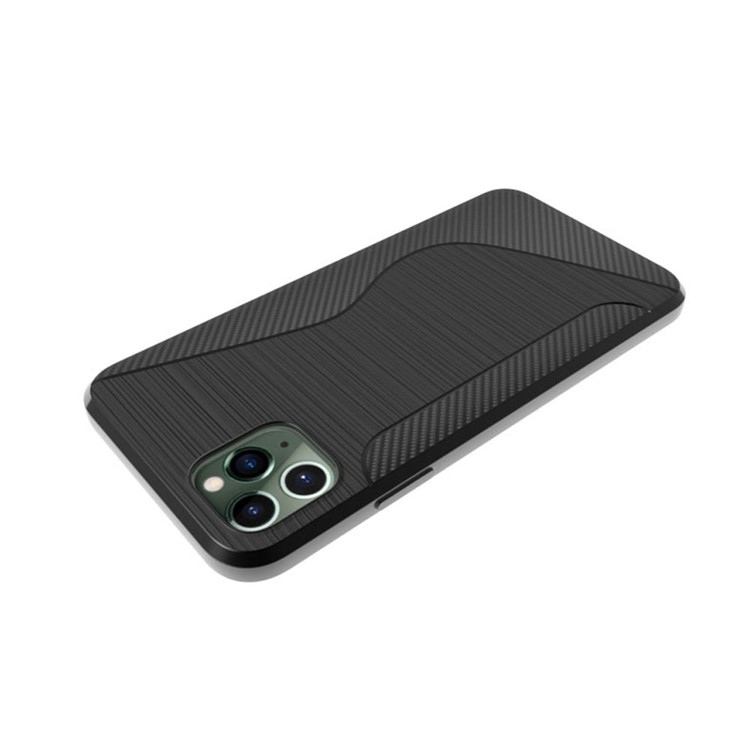 S-shape Carbon Fiber Brushed Soft TPU Phone Case for iPhone 11 Pro Max 6.5 inch-3