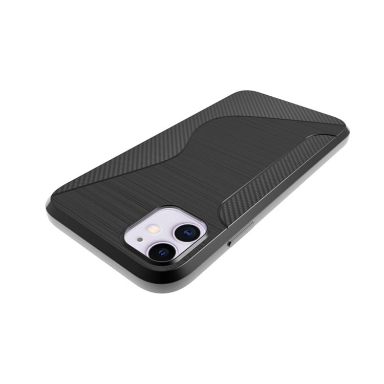 S-shape Carbon Fiber Brushed Soft TPU Phone Cover for Apple iPhone 11 6.1 inch-3