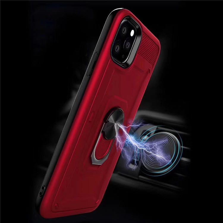 Ring Holder Kickstand PC TPU Hybrid Case for Apple iPhone 11 Pro 5.8 inch - Red-4