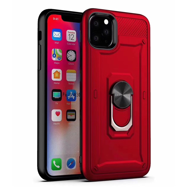 Ring Holder Kickstand Hybrid Phone Case for Apple iPhone 11 Pro Max 6.5 inch - Red-1