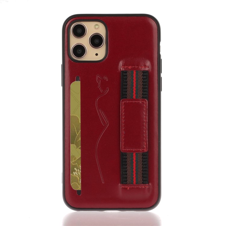 

PU Leather Phone Case with Strap for iPhone 11 Pro 5.8 inch - Wine Red, iPhone 11 Pro 5.8 inch