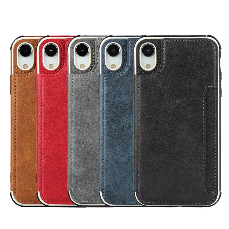 Card Holders PU Leather + PC Protection Phone Case for iPhone XR 6.1-inch - Black-13