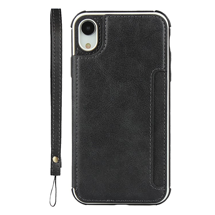 Caso De Telefone Titulares De Cartão De Couro PU + Proteção Do PC Para O IPhone XR 6.1 Polegadas - Preto-2
