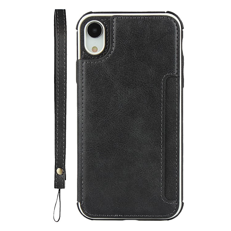 Card Holders PU Leather + PC Protection Phone Case for iPhone XR 6.1-inch - Black-2