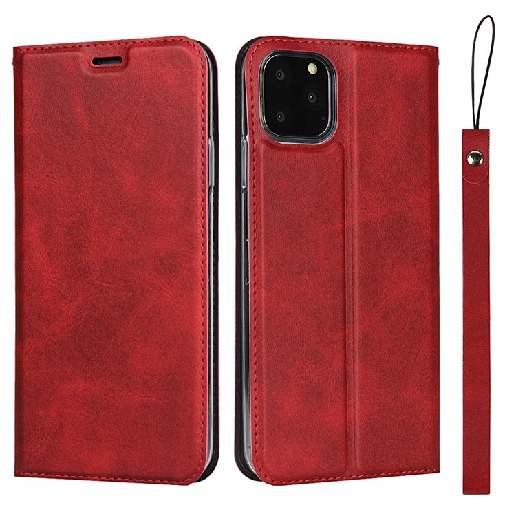 Couro Ficar Caso Com Slot Para Cartão De Iphone 11 Pro 5,8 Polegadas - Vermelho-1