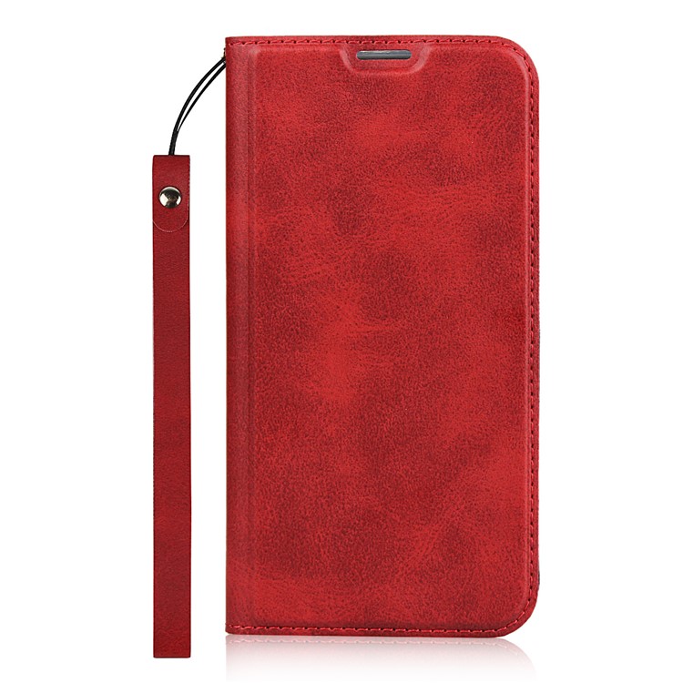 Couro Ficar Caso Com Slot Para Cartão De Iphone 11 Pro 5,8 Polegadas - Vermelho-2