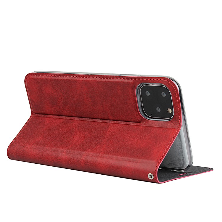Couro Ficar Caso Com Slot Para Cartão De Iphone 11 Pro 5,8 Polegadas - Vermelho-5