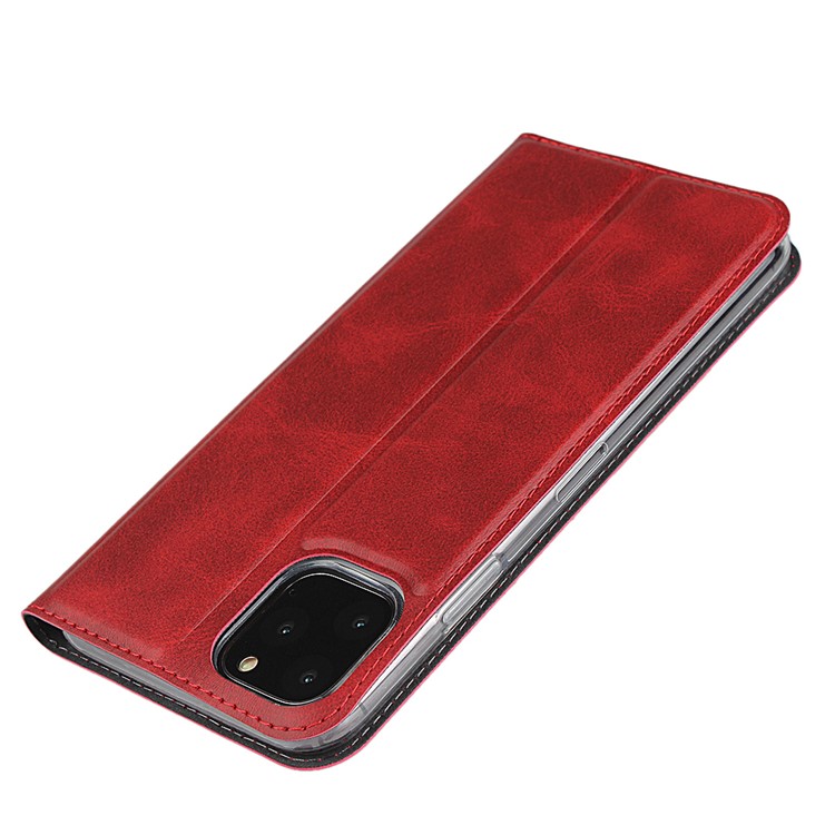Couro Ficar Caso Com Slot Para Cartão De Iphone 11 Pro 5,8 Polegadas - Vermelho-6