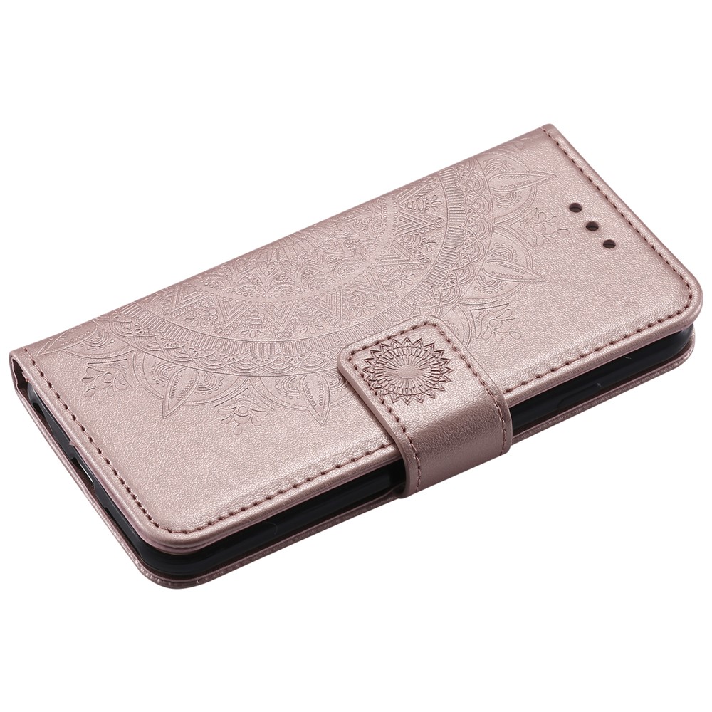 Imprint Flower Leather Wallet Phone Casing for iPhone 6 Plus / 6s Plus 5.5-inch - Rose Gold-5