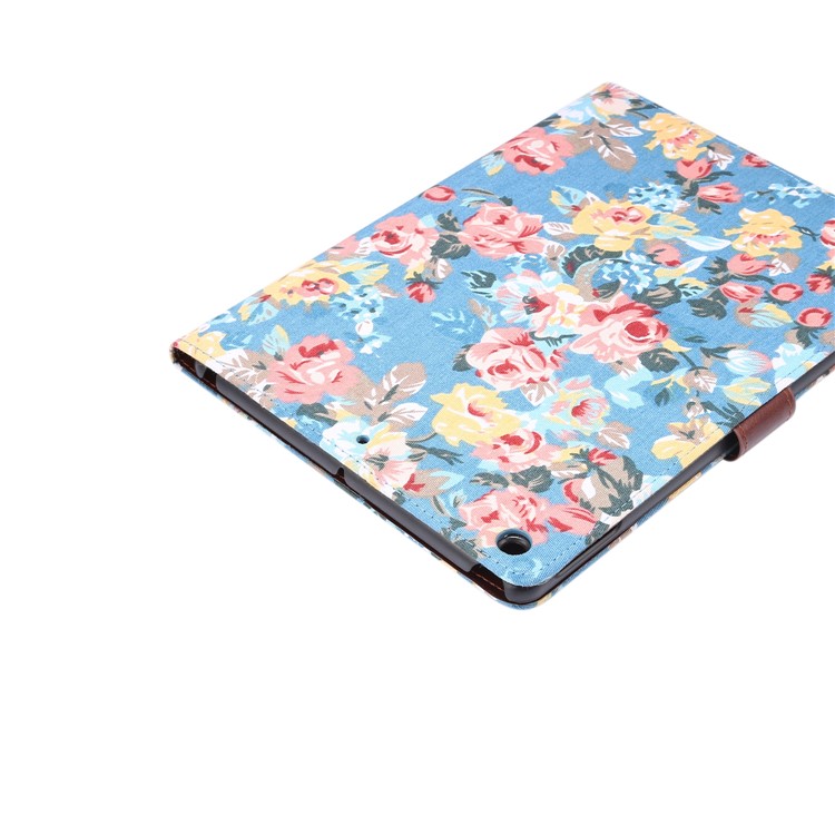 Flower Cloth Skin PU Leather + PC Wallet Tablet Shell for iPad 10.2 (2019) - Blue-4