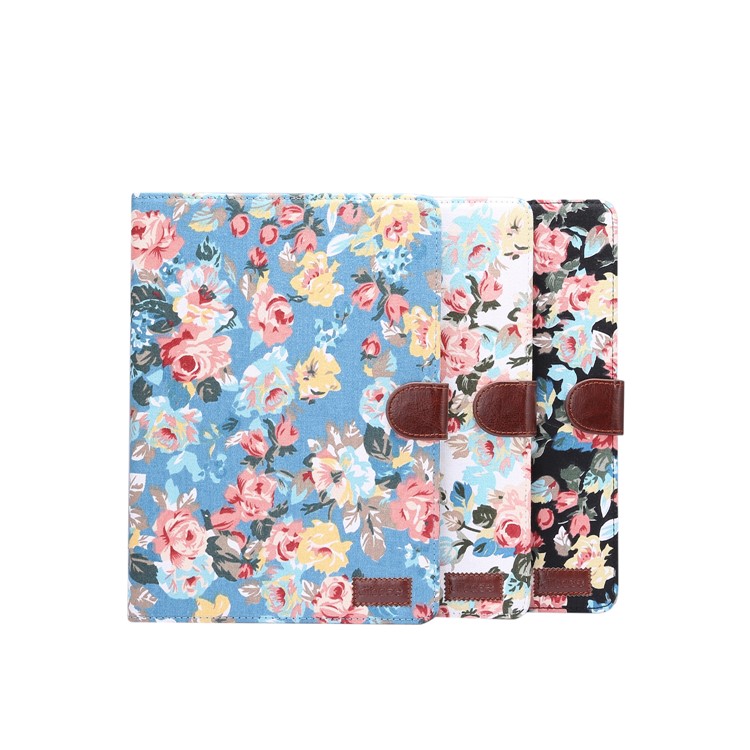 Flower Cloth Skin PU Leather + PC Wallet Tablet Shell for iPad 10.2 (2019) - Blue-8