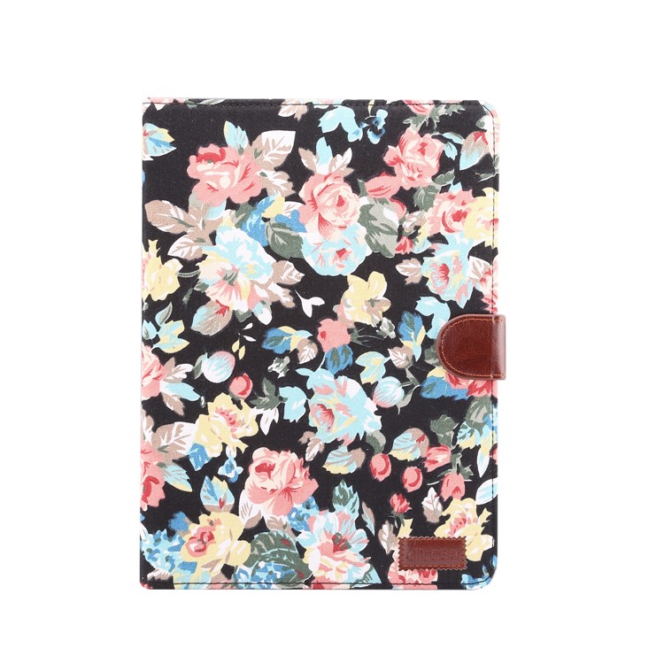 Pele Flor De Pano PU De Couro + PC Shell Carteira Tablet Para Ipad 10.2 (2019) - Preto-2