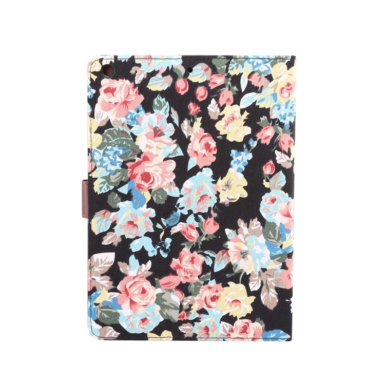 Pele Flor De Pano PU De Couro + PC Shell Carteira Tablet Para Ipad 10.2 (2019) - Preto-3