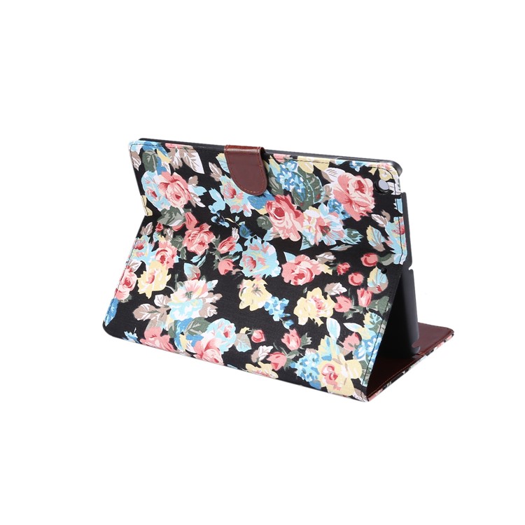 Pele Flor De Pano PU De Couro + PC Shell Carteira Tablet Para Ipad 10.2 (2019) - Preto-4
