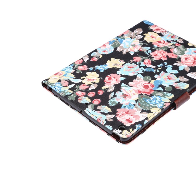 Pele Flor De Pano PU De Couro + PC Shell Carteira Tablet Para Ipad 10.2 (2019) - Preto-5