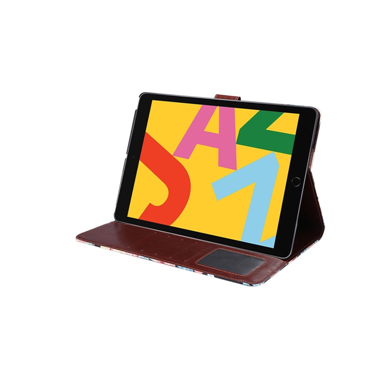 Pele Flor De Pano PU De Couro + PC Shell Carteira Tablet Para Ipad 10.2 (2019) - Preto-7