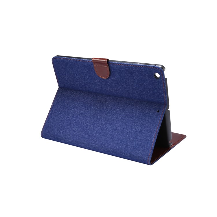 Jeans Cloth Leather + PC Wallet Stand Tablet Case for iPad 10.2 (2020) (2019) - Dark Blue-4
