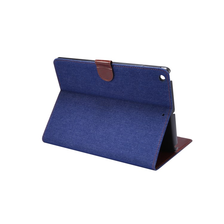 Jeans Cloth Leather + PC Wallet Stand Tablet Case for iPad 10.2 (2019) - Dark Blue-4