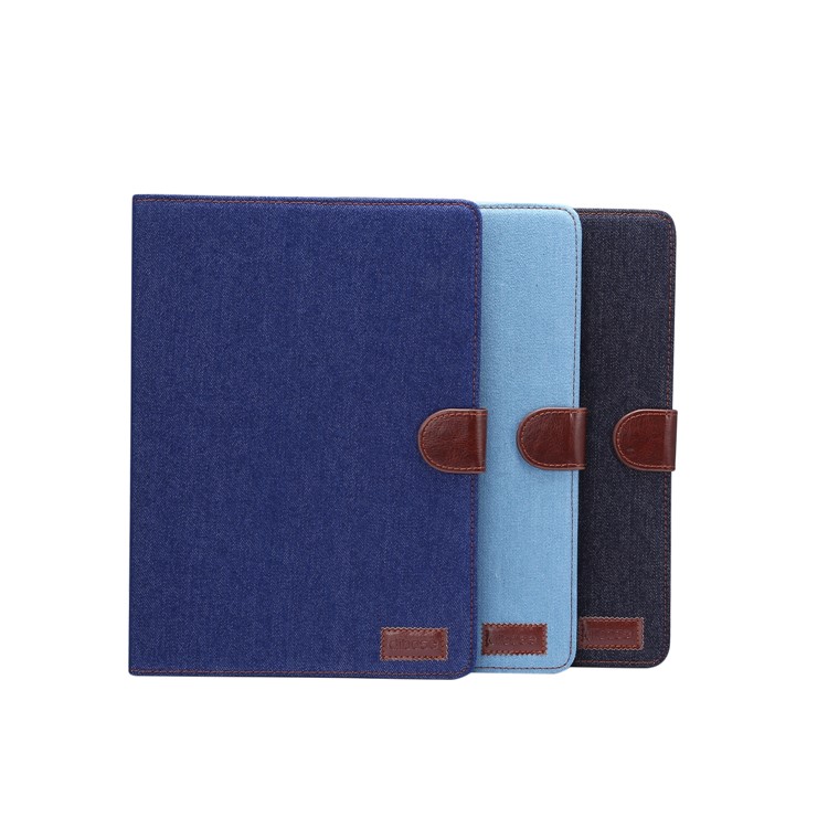 Jeans Cloth Leather + PC Wallet Stand Tablet Case for iPad 10.2 (2020) (2019) - Dark Blue-8