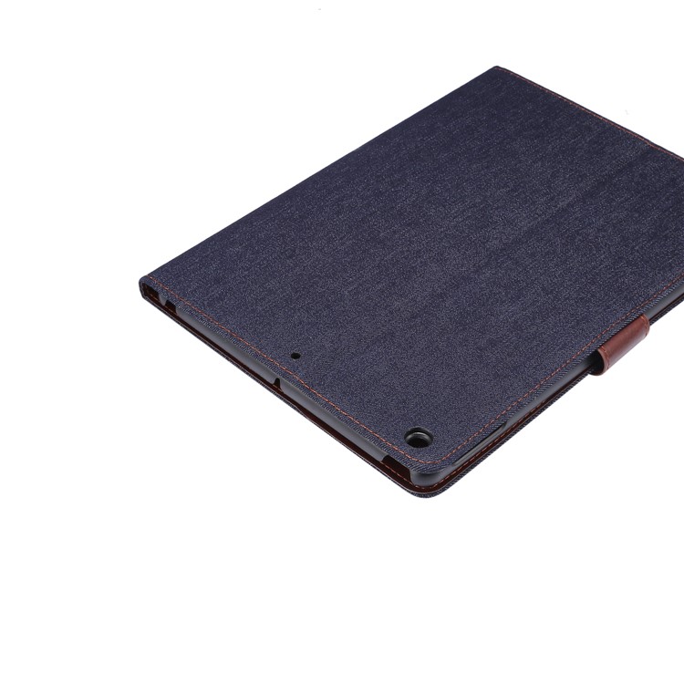 Jeans Tuch Leder + Brieftasche Ständer Tablette Fall PC Für Ipad 10.2 (2019) - Schwarz-5