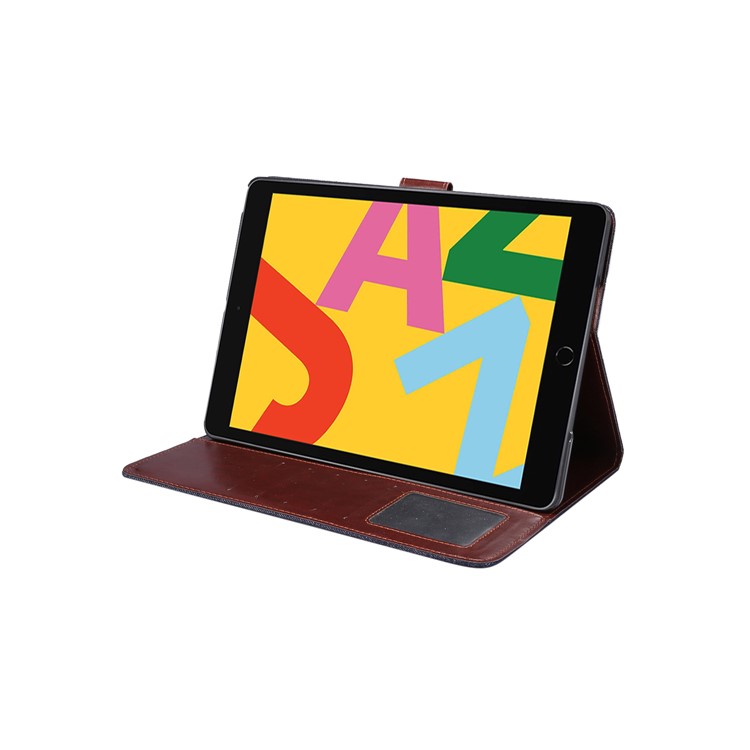 Jeans Tuch Leder + Brieftasche Ständer Tablette Fall PC Für Ipad 10.2 (2019) - Schwarz-7