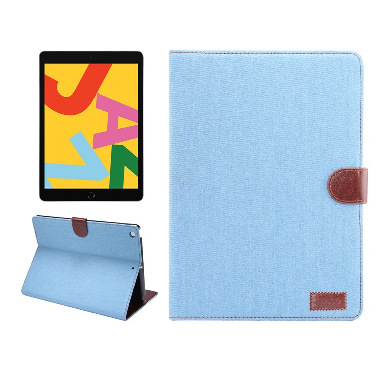Calça Jeans Pano De Couro + PC Carteira Caso Estande Tablet Para Ipad 10.2 (2019) - Bebê Azul-1