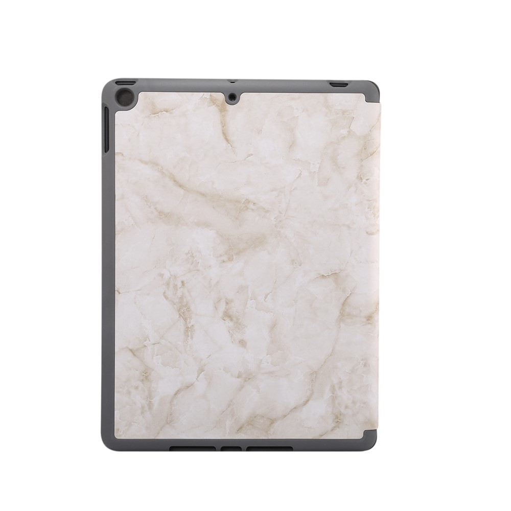 Marble Texture Tri-fold Leather Tablet Cover with Pen Slot for Apple iPad 10.2 (2020) (2019) - Light Grey-2