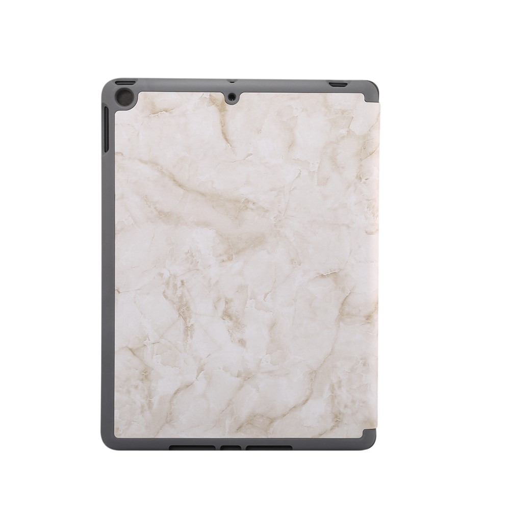 Coperchio Tablet in Pelle Tripla in Marmo Con Slot a Penna Per Ipad 10.2 (2021)/(2020)/(2019) - Grigio Chiaro-2