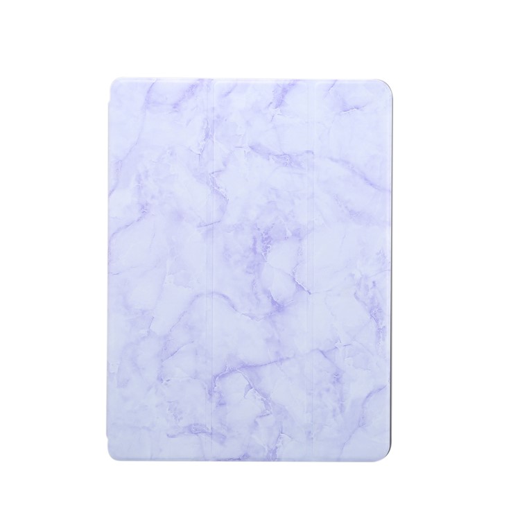 Marble Texture Tri-fold Leather Tablet Cover with Pen Slot for Apple iPad 10.2 (2020) (2019) - Purple-1
